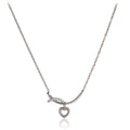 Crescent-curve heart dangle necklace