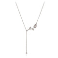 Leaf-shaped crystal pendant necklace