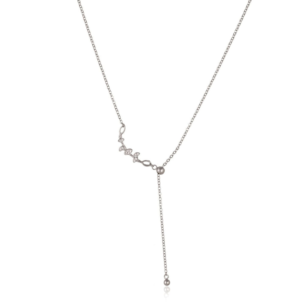 Cubic-zirconia floral vine pendant necklace
