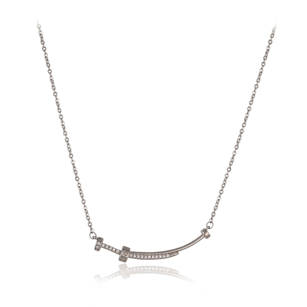 Barbell-inspired pendant necklace