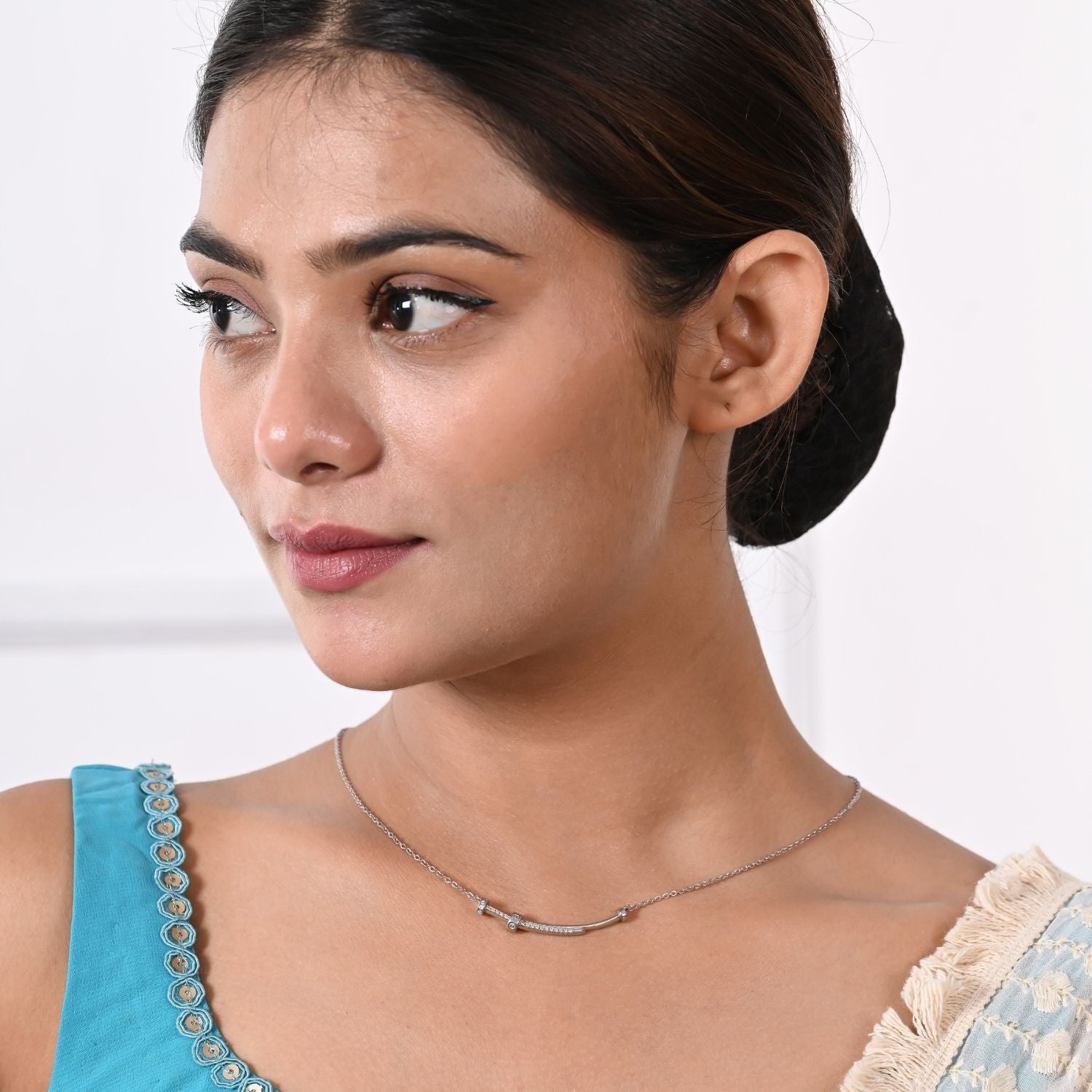 Barbell-inspired pendant necklace