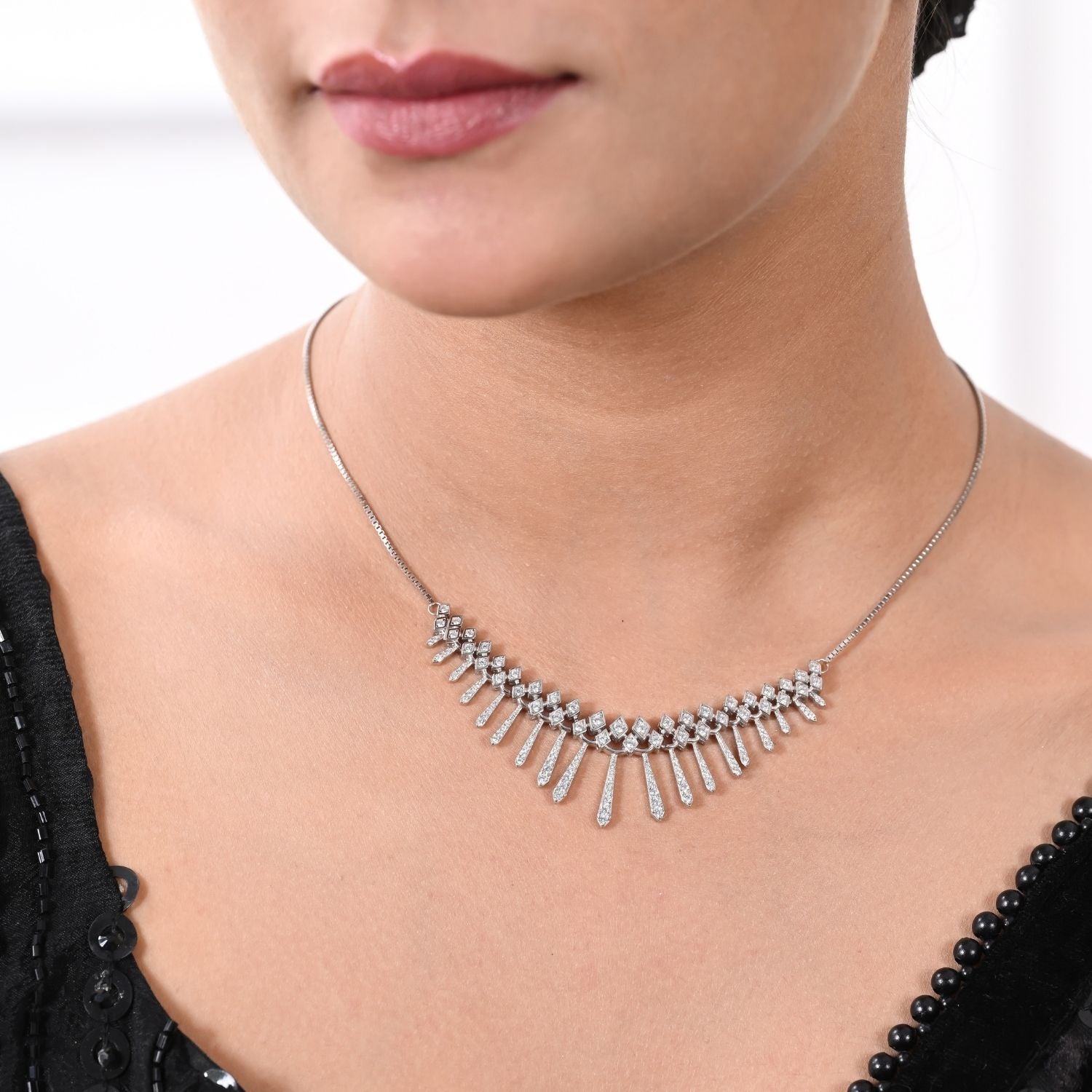 Crystal fringe necklace set