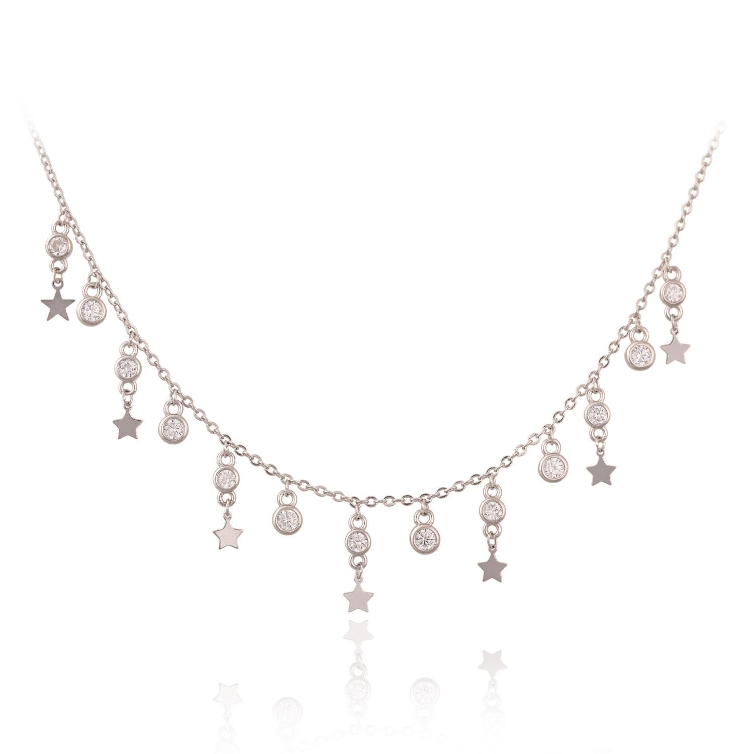Star-and-crystal charm necklace and earring set