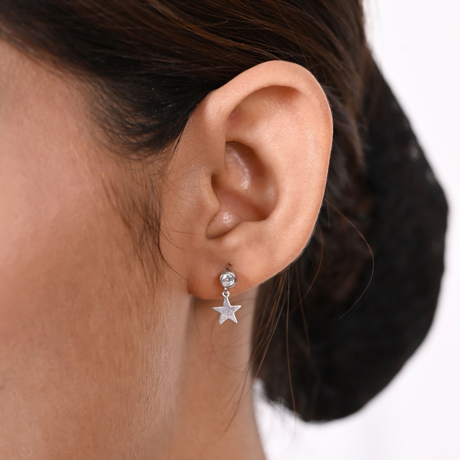 Star-and-crystal charm necklace and earring set