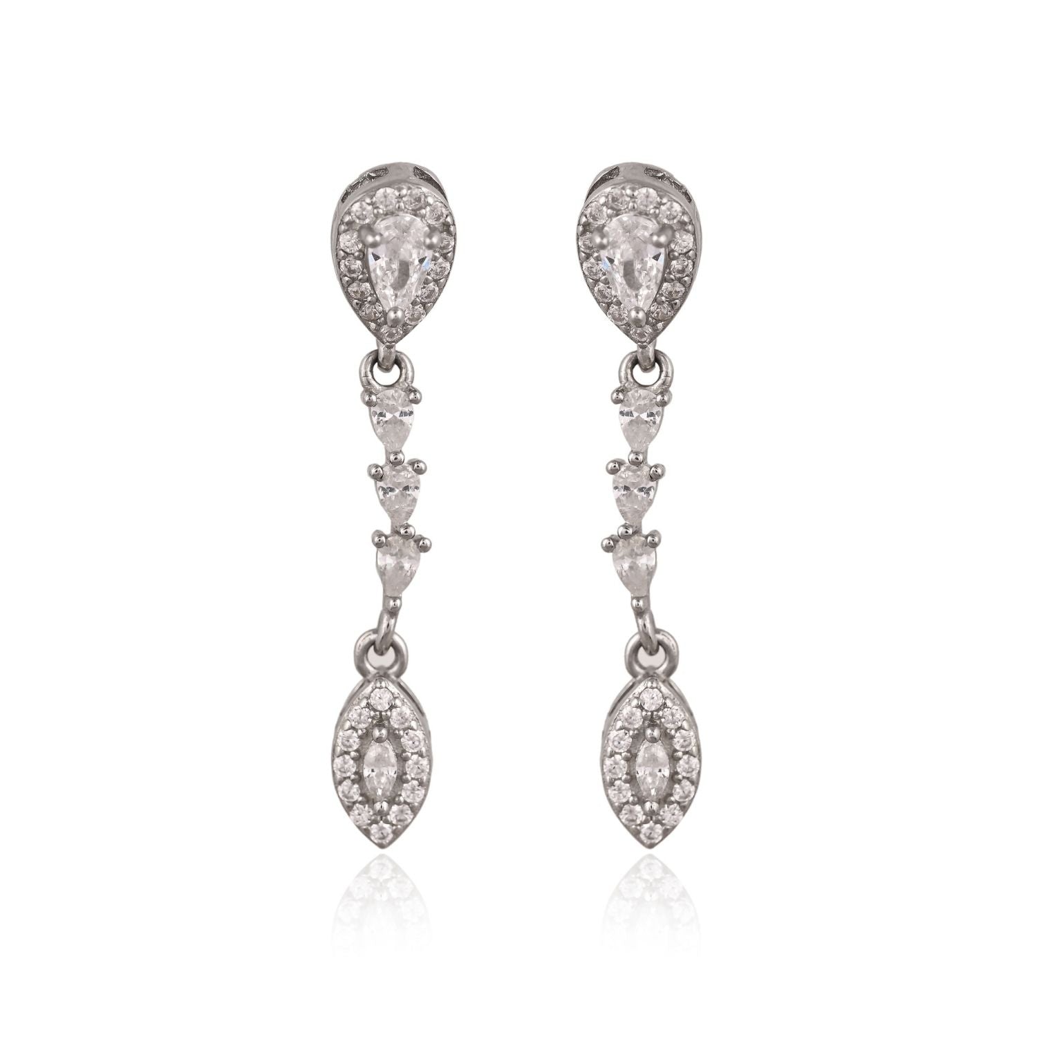 Teardrop crystal Y-necklace and matching drop-earring set