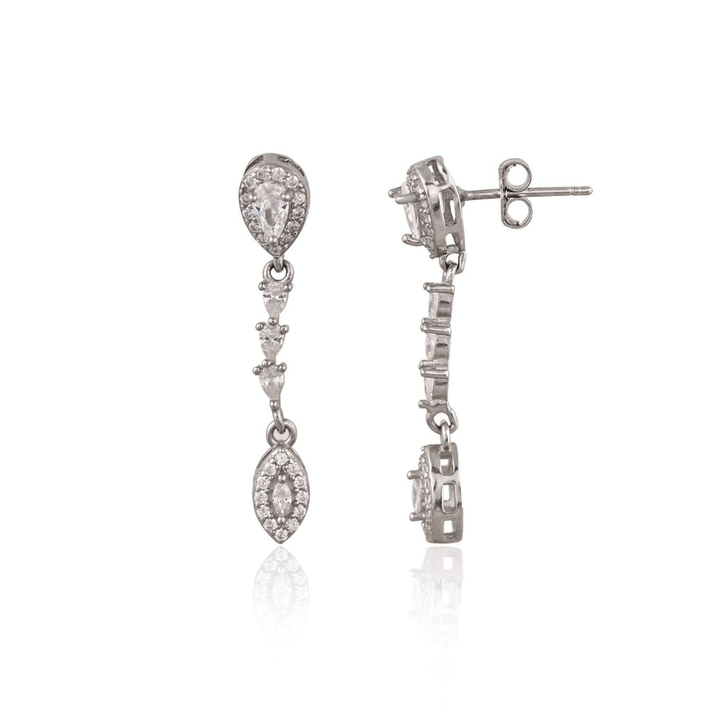 Teardrop crystal Y-necklace and matching drop-earring set
