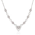 Linked halo-crystal necklace and earring set