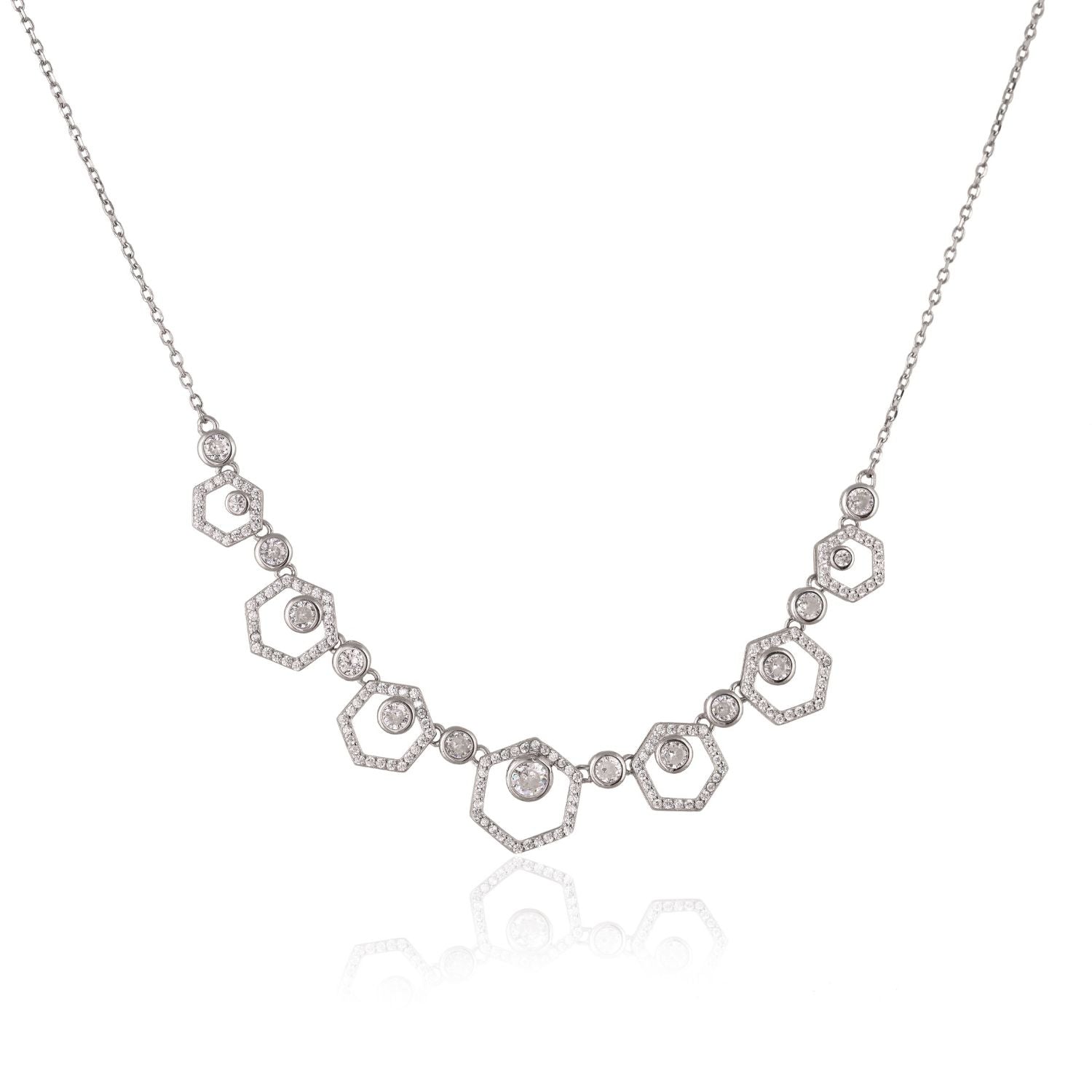 Spiral halo crystal necklace and earring set