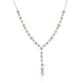 Floral Pearl Drop Silver Necklace and Earring Set