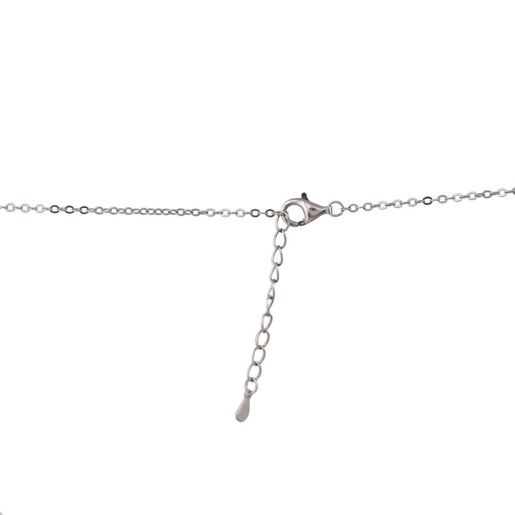 Floral Pearl Drop Silver Necklace and Earring Set