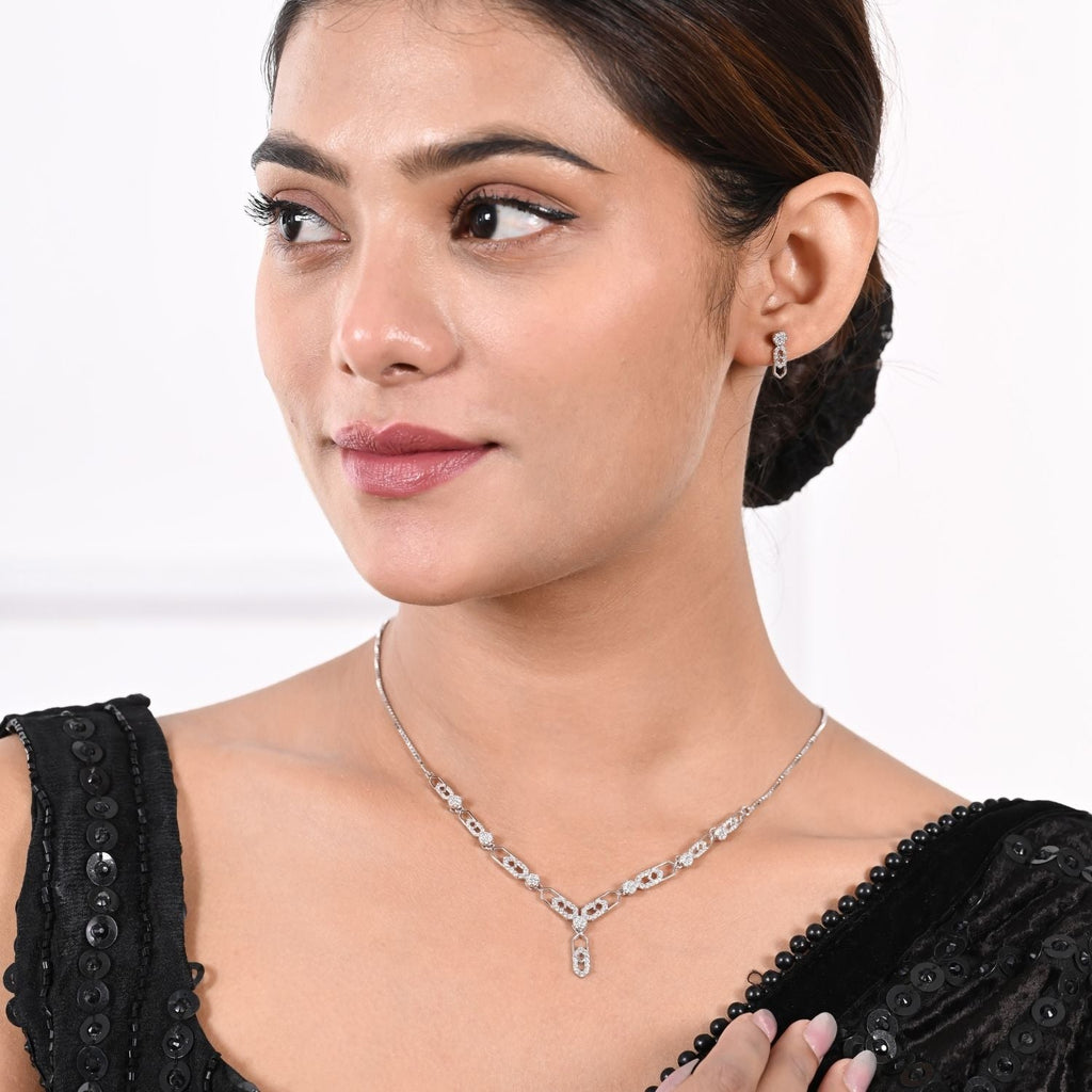 Crystal link-drop necklace set