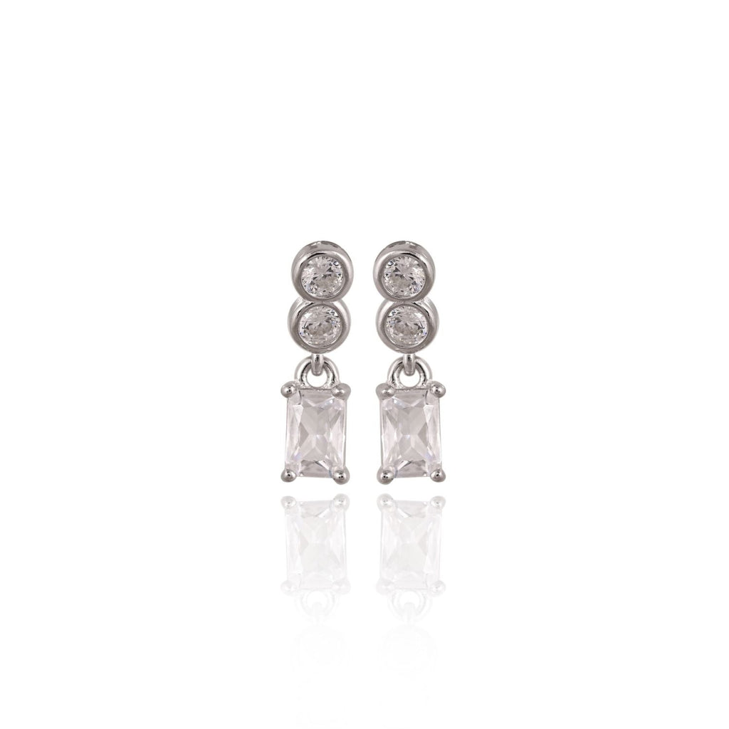 Square-drop crystal necklace and earring set