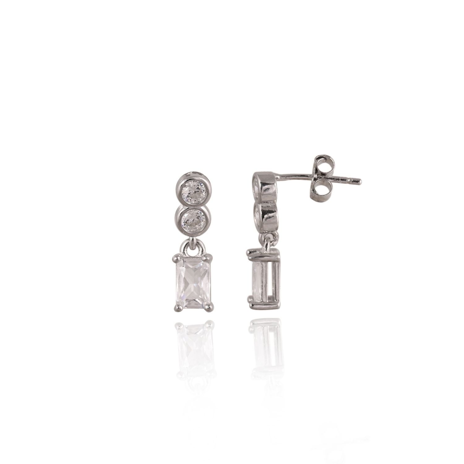 Square-drop crystal necklace and earring set