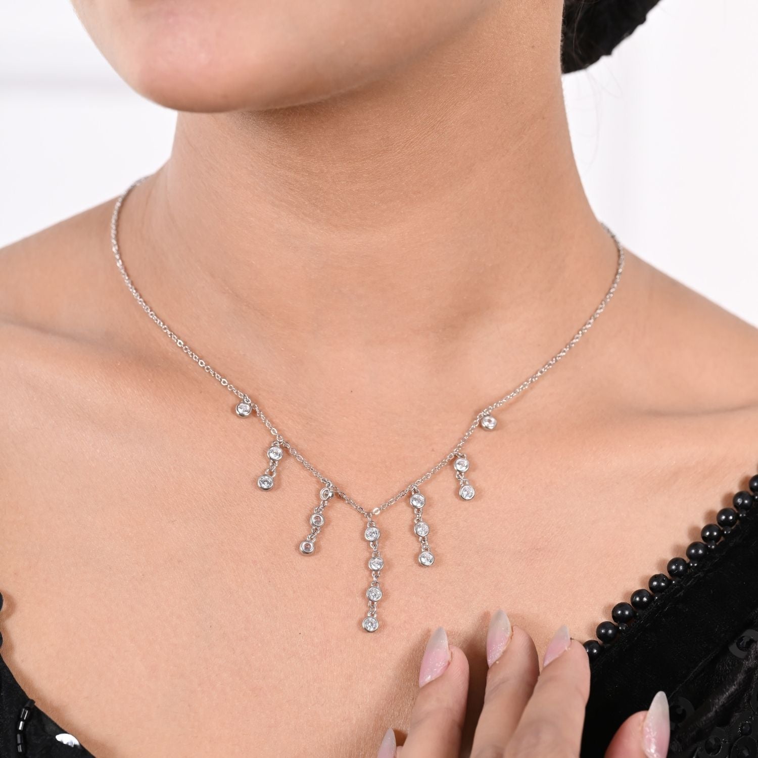 Crystal drop-dangle necklace and earring set