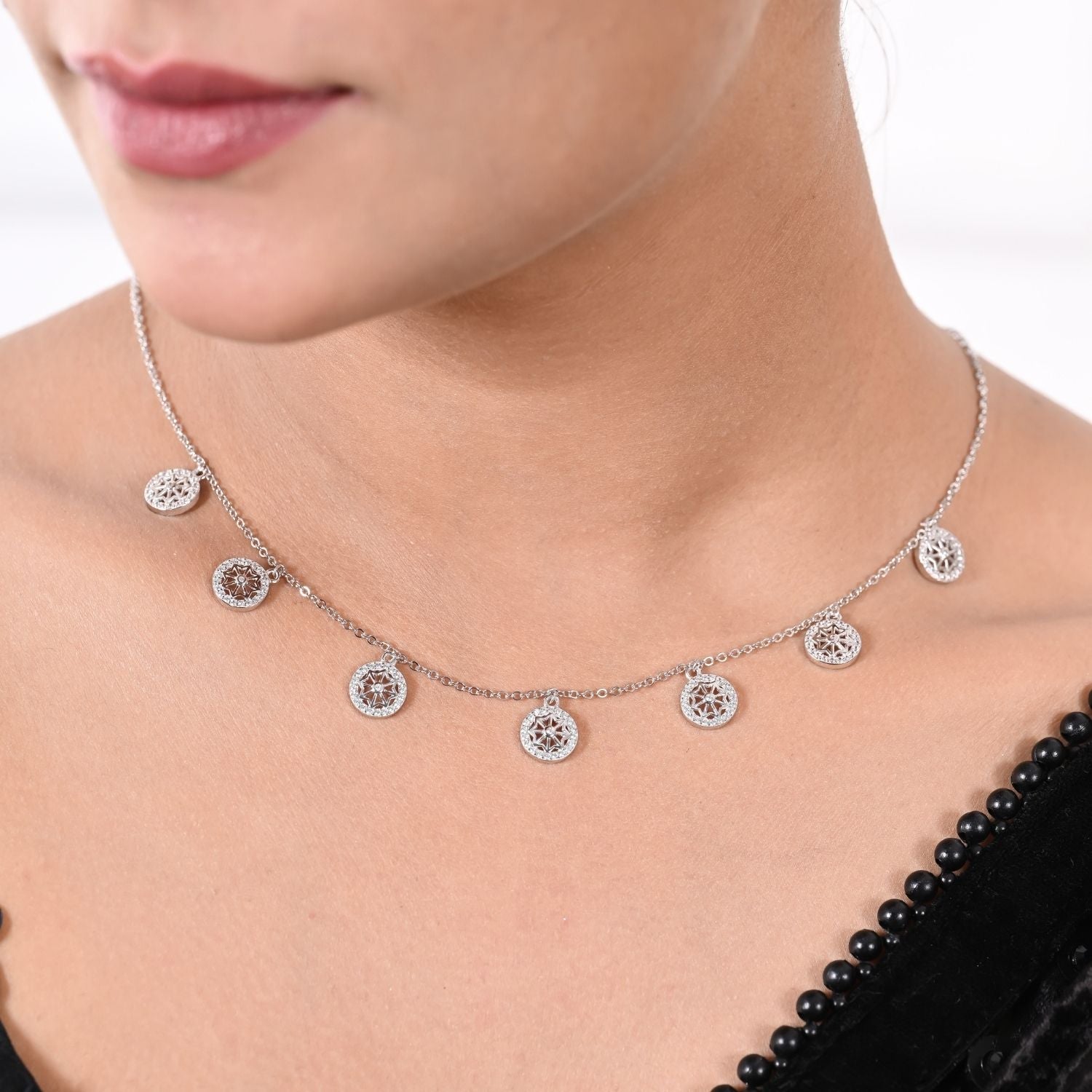 Coin-drop necklace and earring set