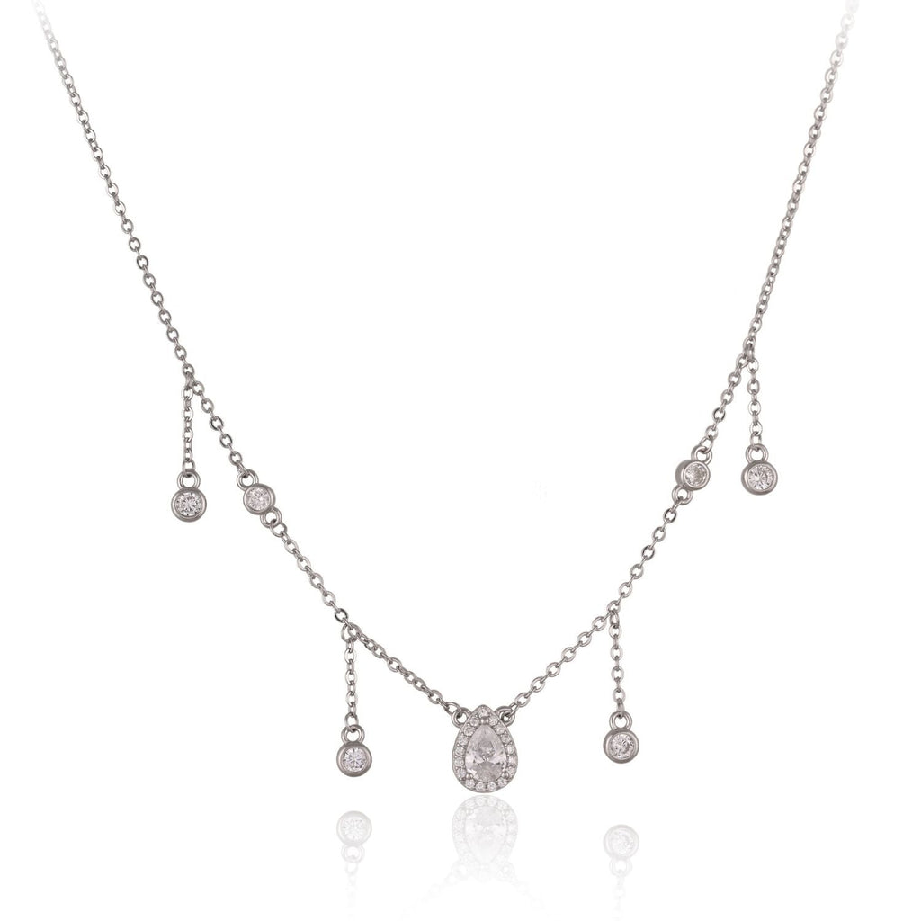 Mini halo-drop necklace and stud earring set