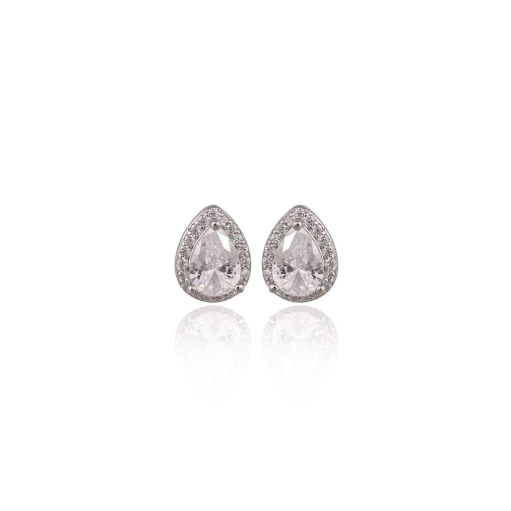 Mini halo-drop necklace and stud earring set