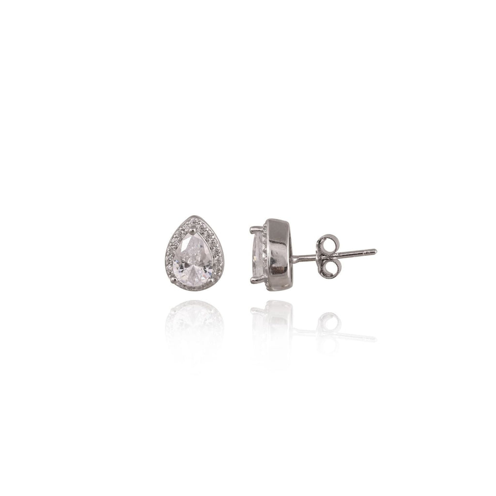 Mini halo-drop necklace and stud earring set