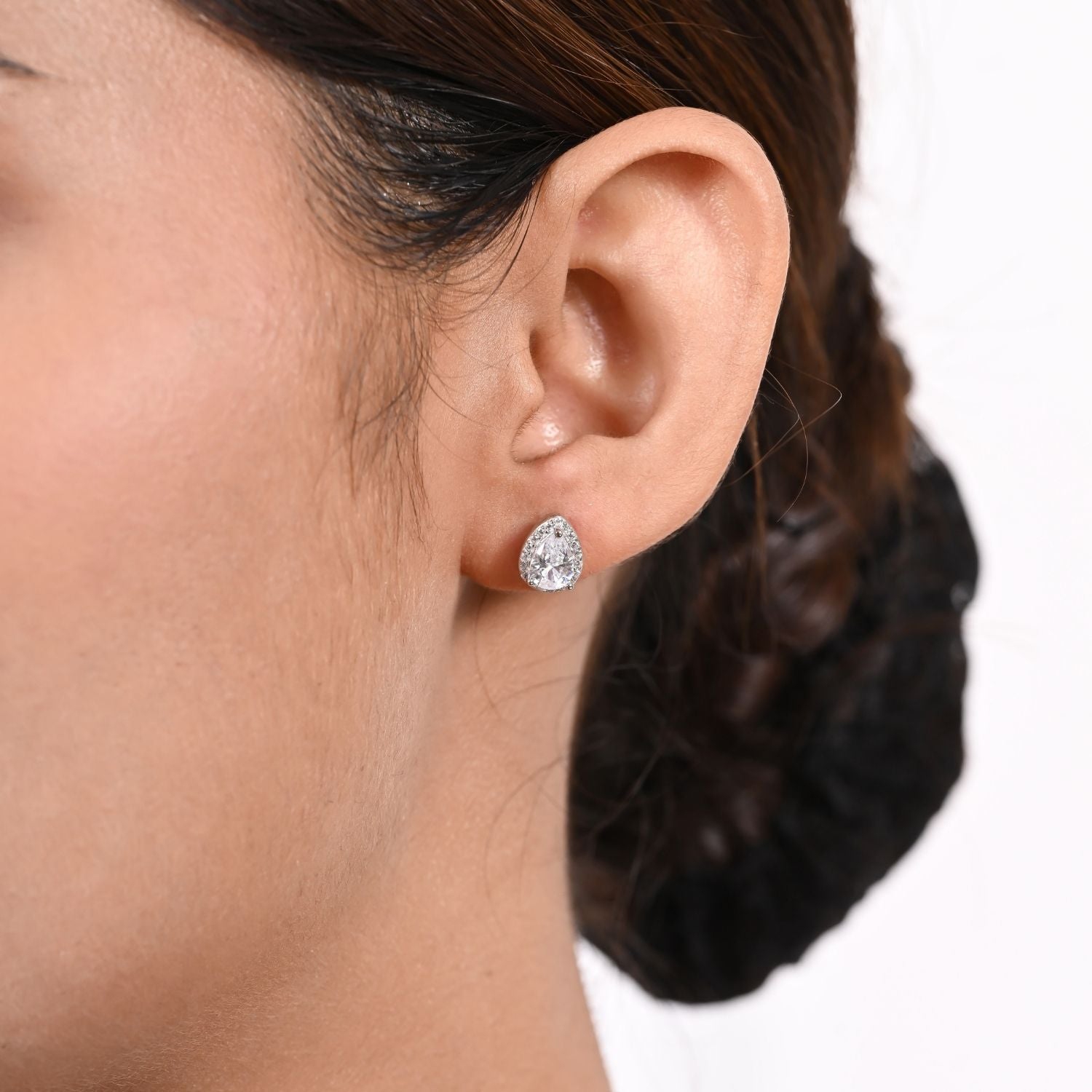 Mini halo-drop necklace and stud earring set