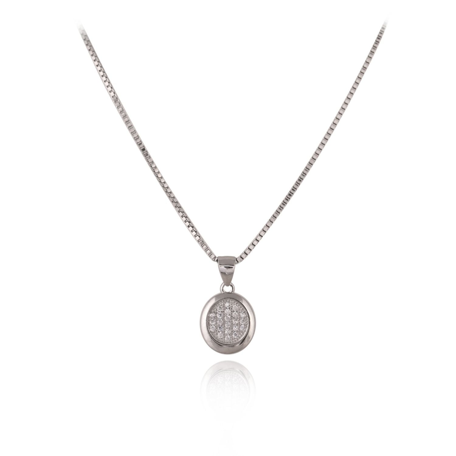 Round pavé disc pendant and stud earring set