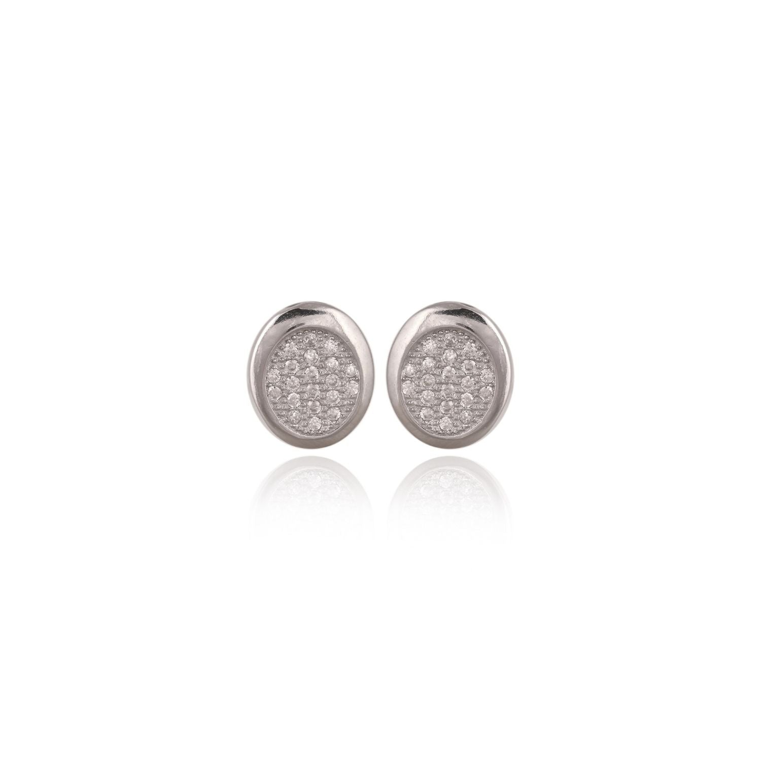 Round pavé disc pendant and stud earring set