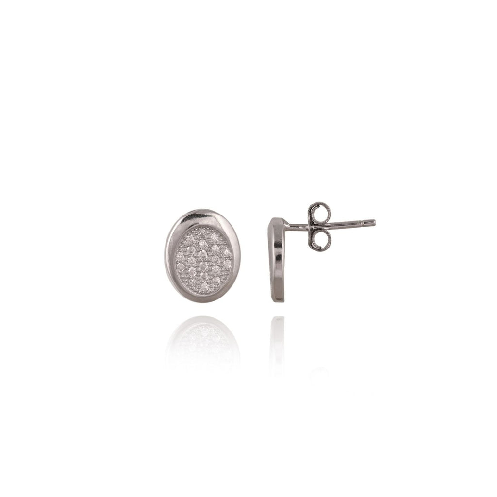 Round pavé disc pendant and stud earring set