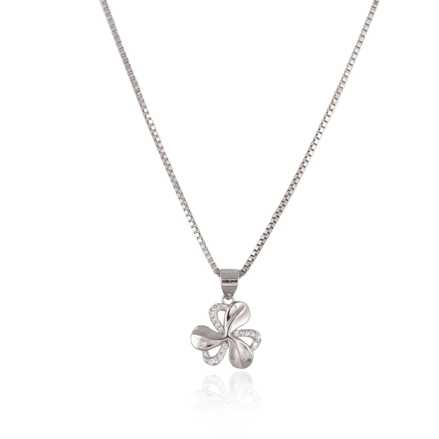 Four-leaf clover pendant and stud earring set