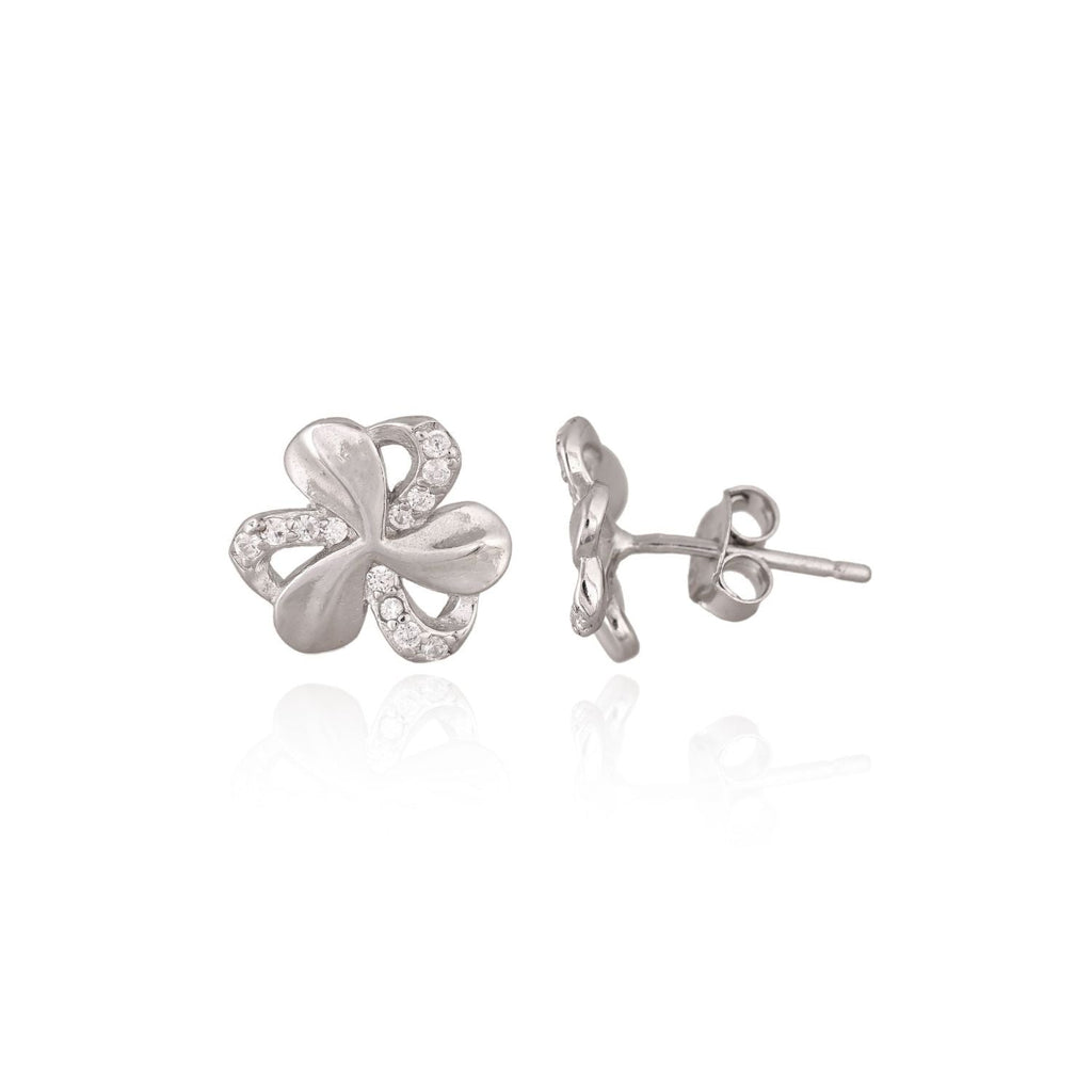 Four-leaf clover pendant and stud earring set