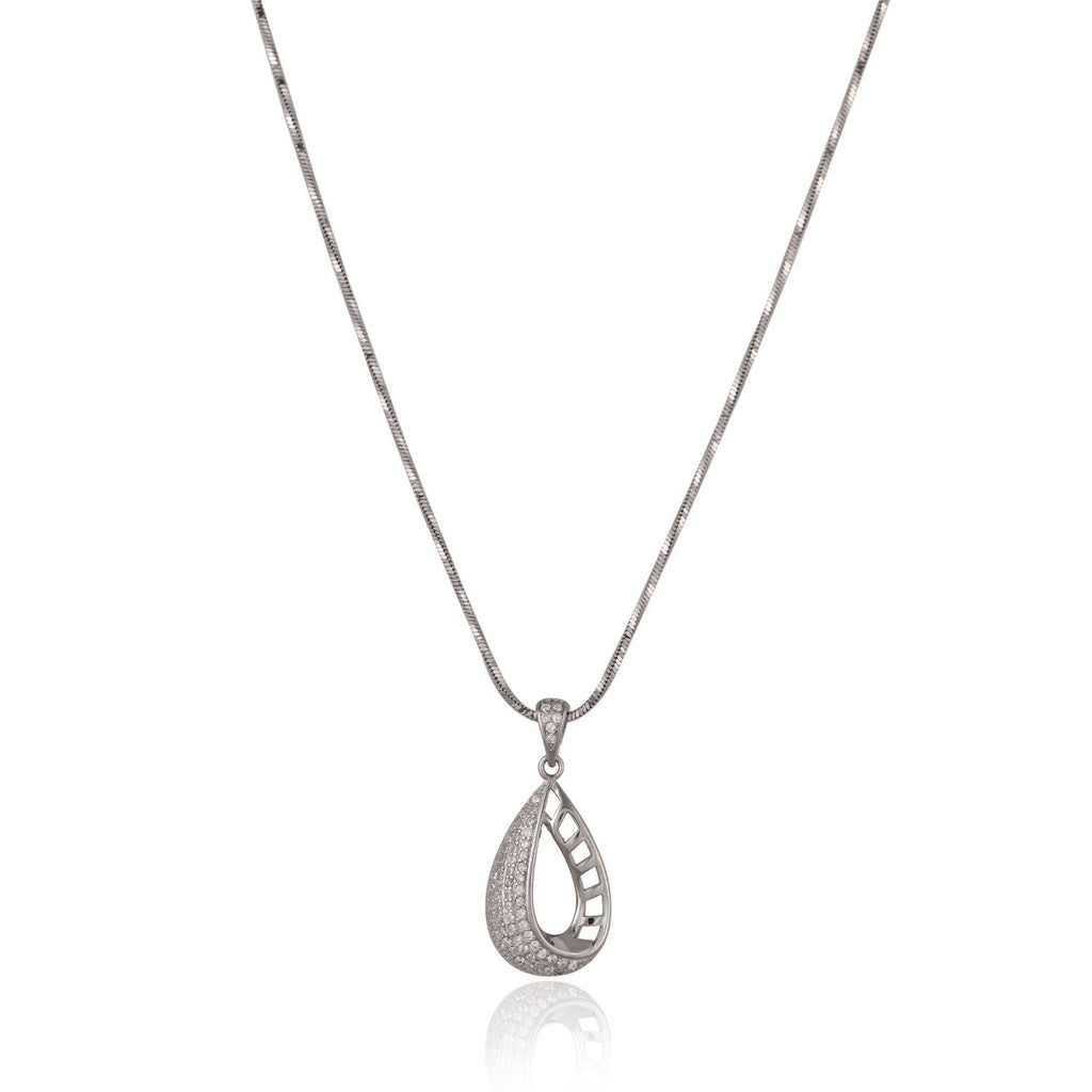 Elegant Teardrop Silver Necklace Set