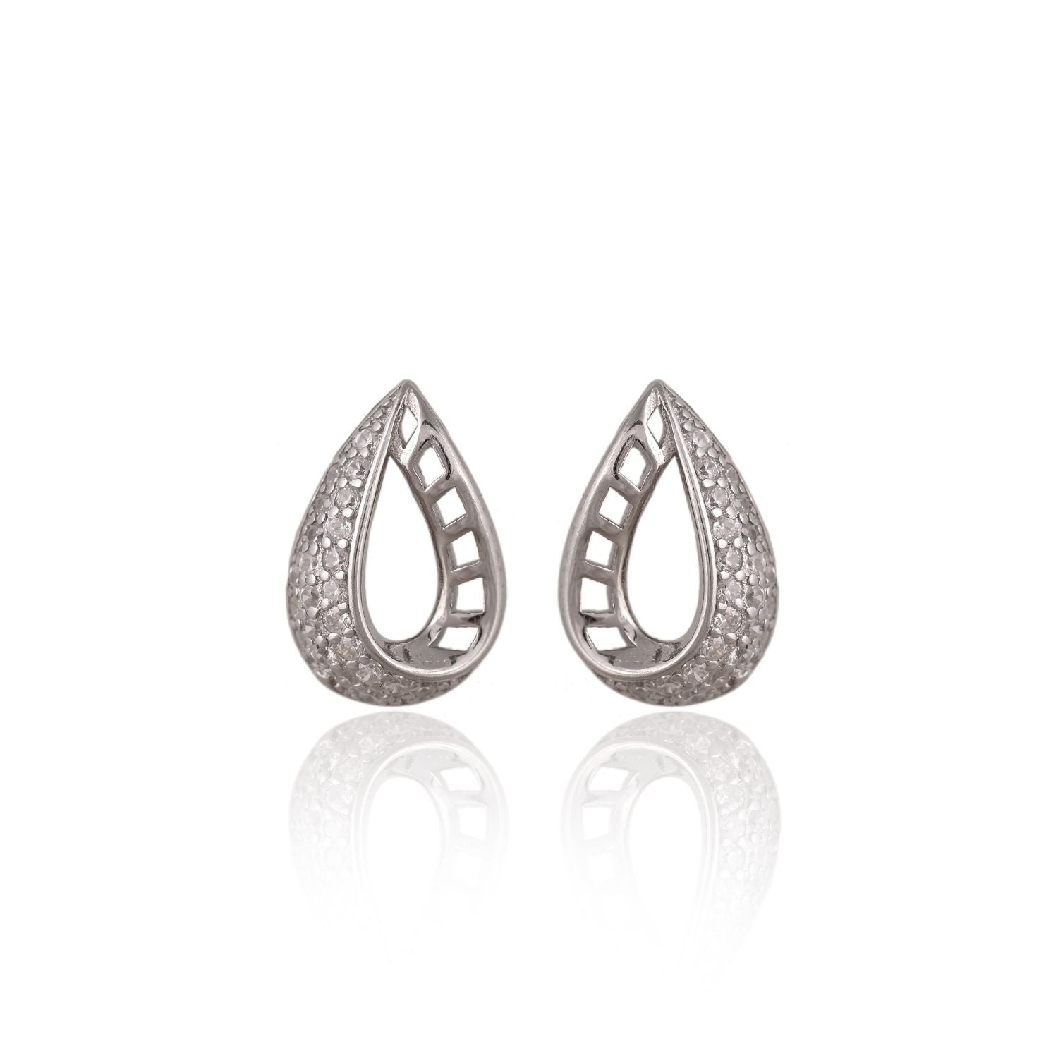 Elegant Teardrop Silver Necklace Set