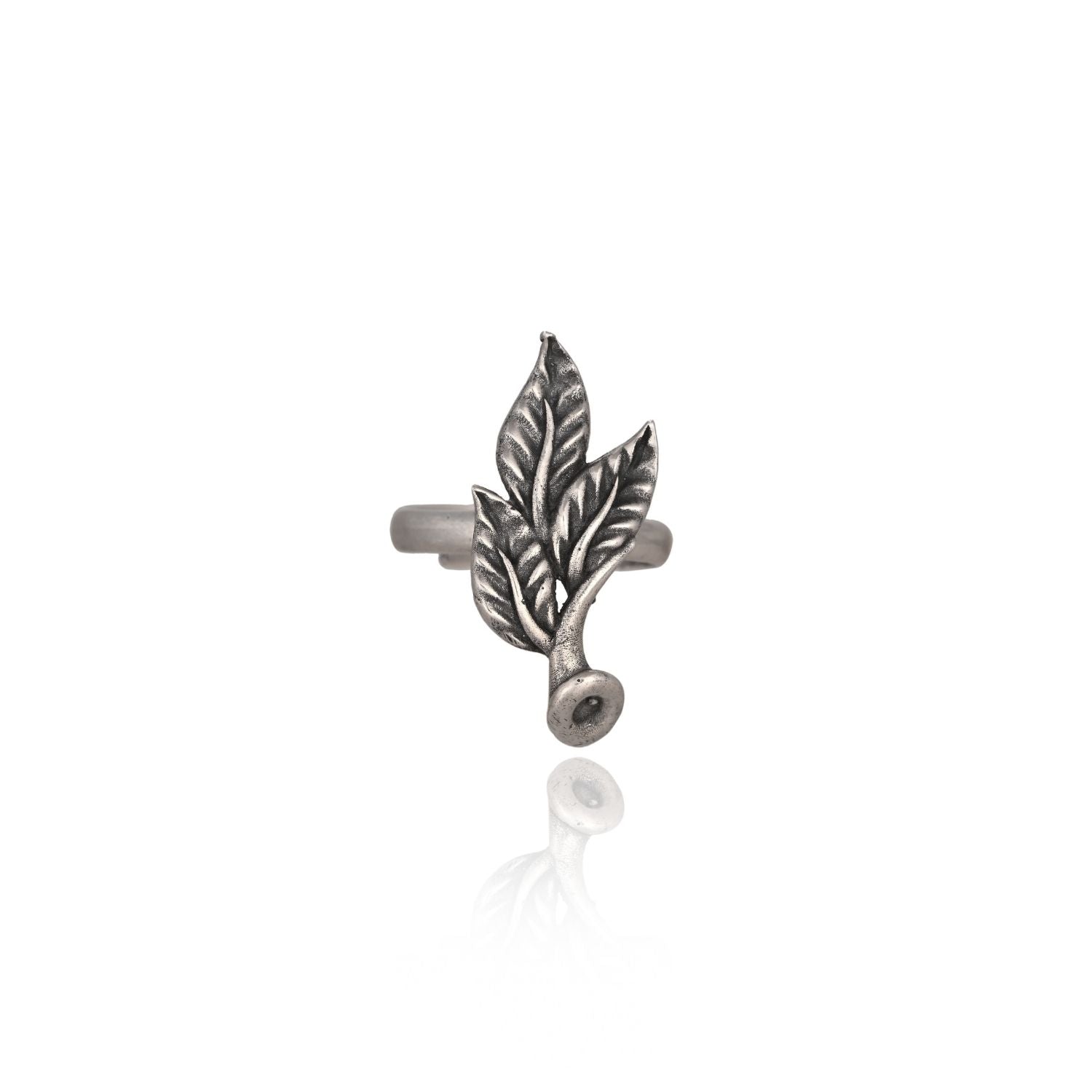 Oxidized silver leaf-wrap ring