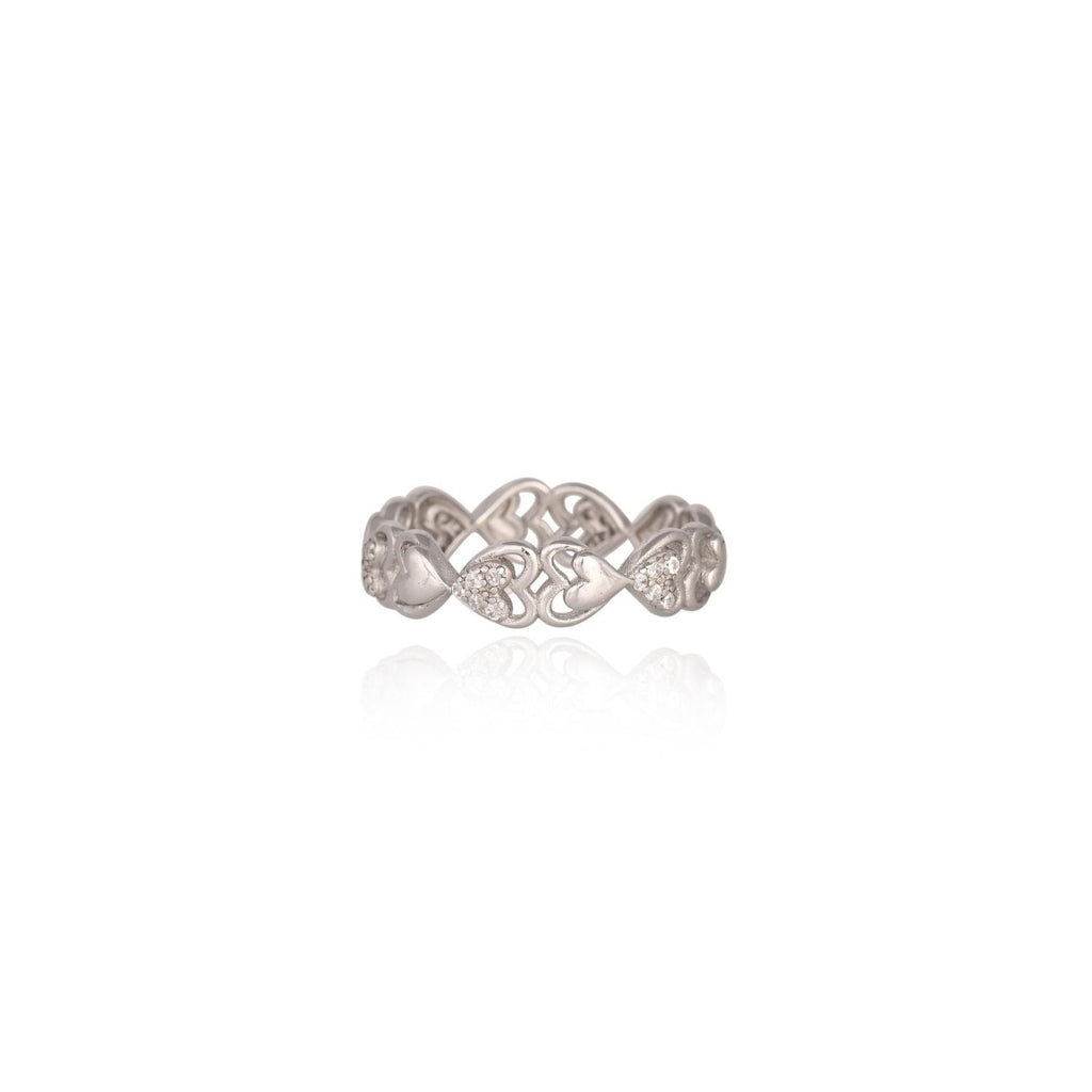 Heart-band silver ring