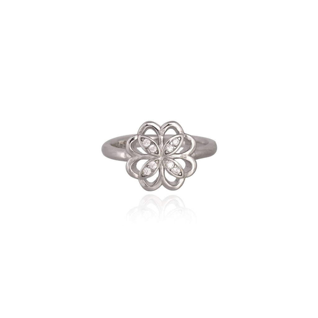Floral filigree crystal ring
