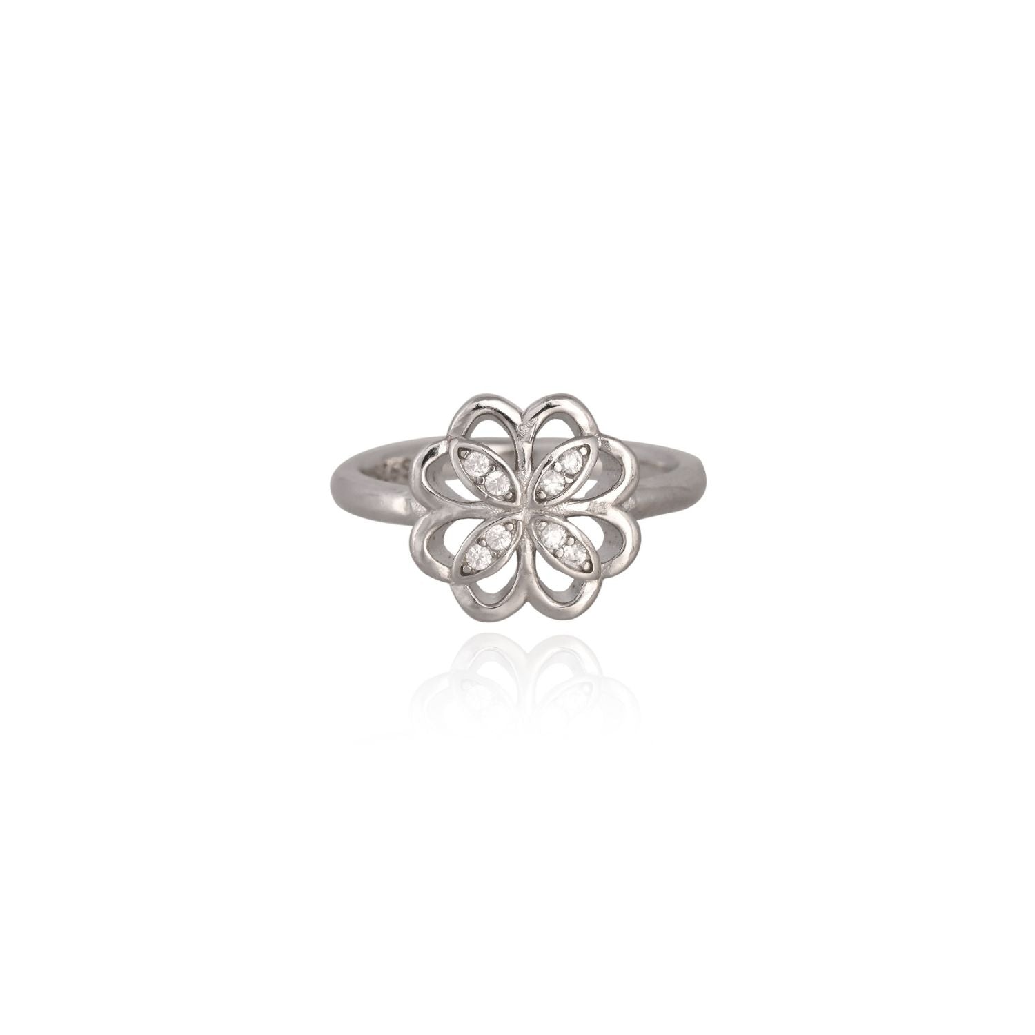 Floral filigree crystal ring