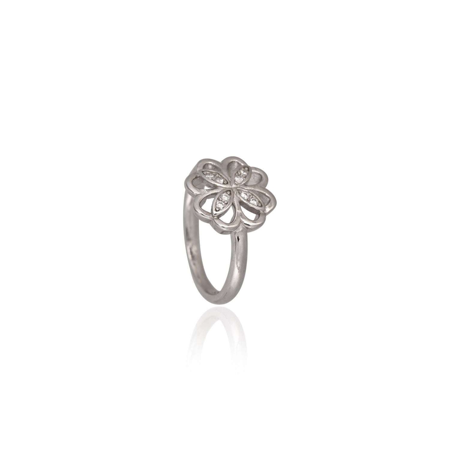 Floral filigree crystal ring