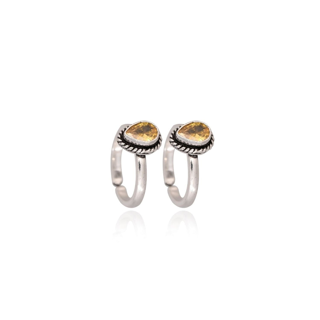 Yellow-stone oxidized toe ring
